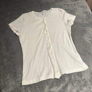 Brandy Melville White Button-Up Women's Top